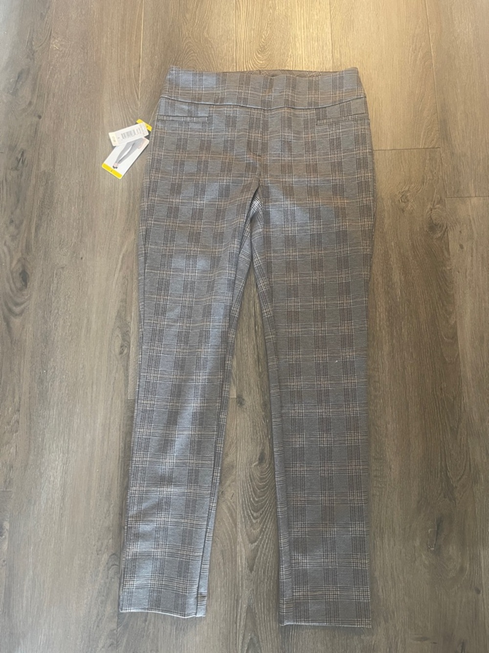 Dalia Gray Plaid Straight-Leg Pants